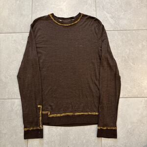 Hugo Boss Handcrafted Wool/Silk Brown Sweater Men’s Sz XL Pullover Knit Flaw*